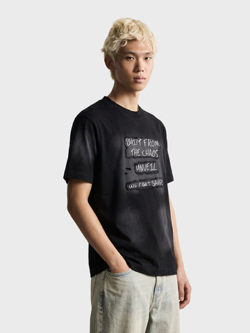 Men's Black Relaxed Fit Printed Casual T-Shirt