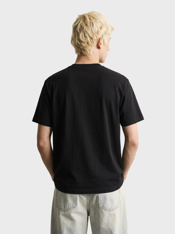 Men's Black Relaxed Fit Printed Casual T-Shirt