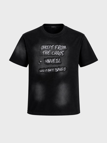 Men's Black Relaxed Fit Printed Casual T-Shirt