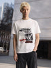 Men's White Relaxed Fit Printed Casual T-Shirt