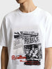 Men's White Relaxed Fit Printed Casual T-Shirt