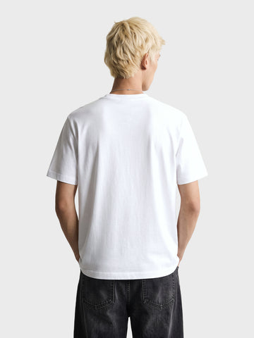 Men's White Relaxed Fit Printed Casual T-Shirt