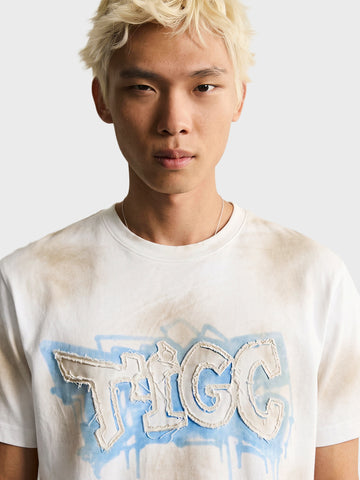 Men's White Relaxed Fit Printed Casual T-Shirt