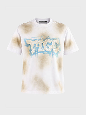 Men's White Relaxed Fit Printed Casual T-Shirt