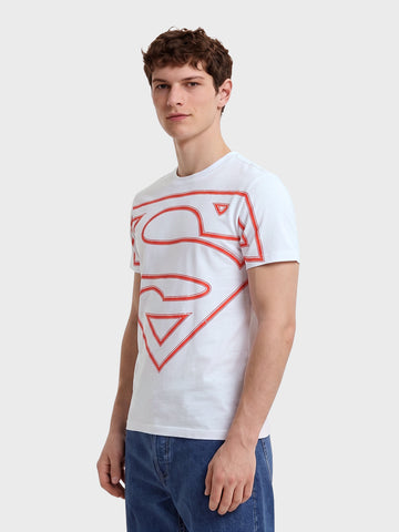 Men's White Relaxed Fit Printed Casual T-Shirt