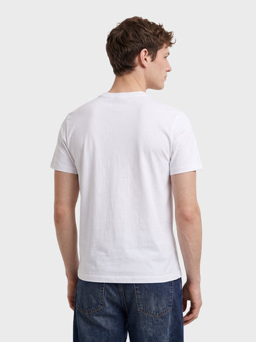Men's White Relaxed Fit Printed Casual T-Shirt