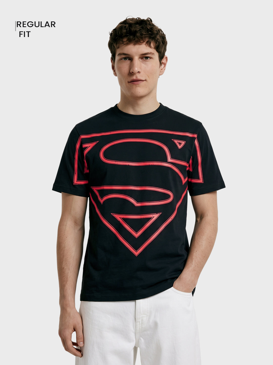 Men's Black Relaxed Fit Graphic Printed Character Street Wear T-Shirt