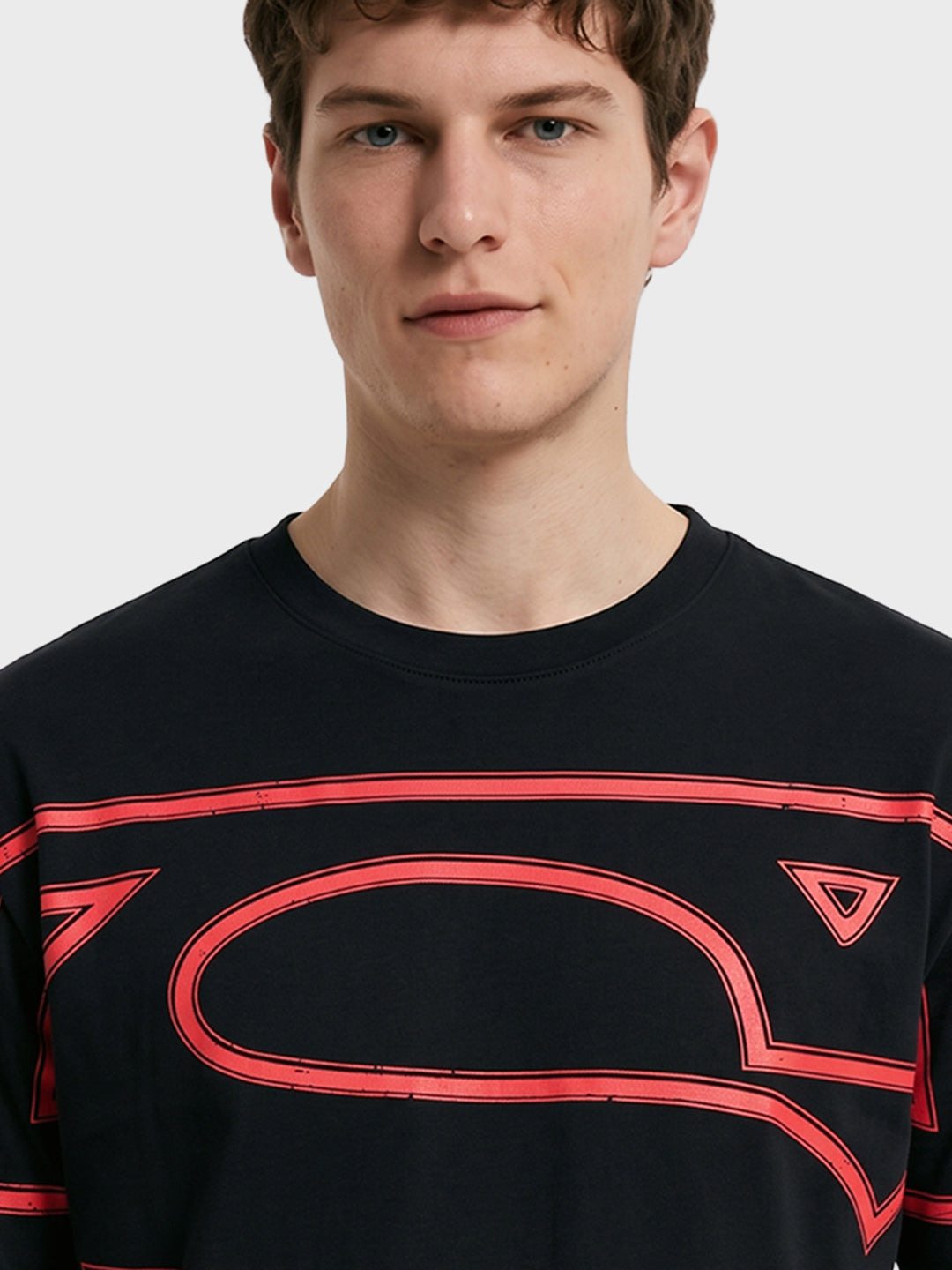 Men's Black Relaxed Fit Graphic Printed Character Street Wear T-Shirt