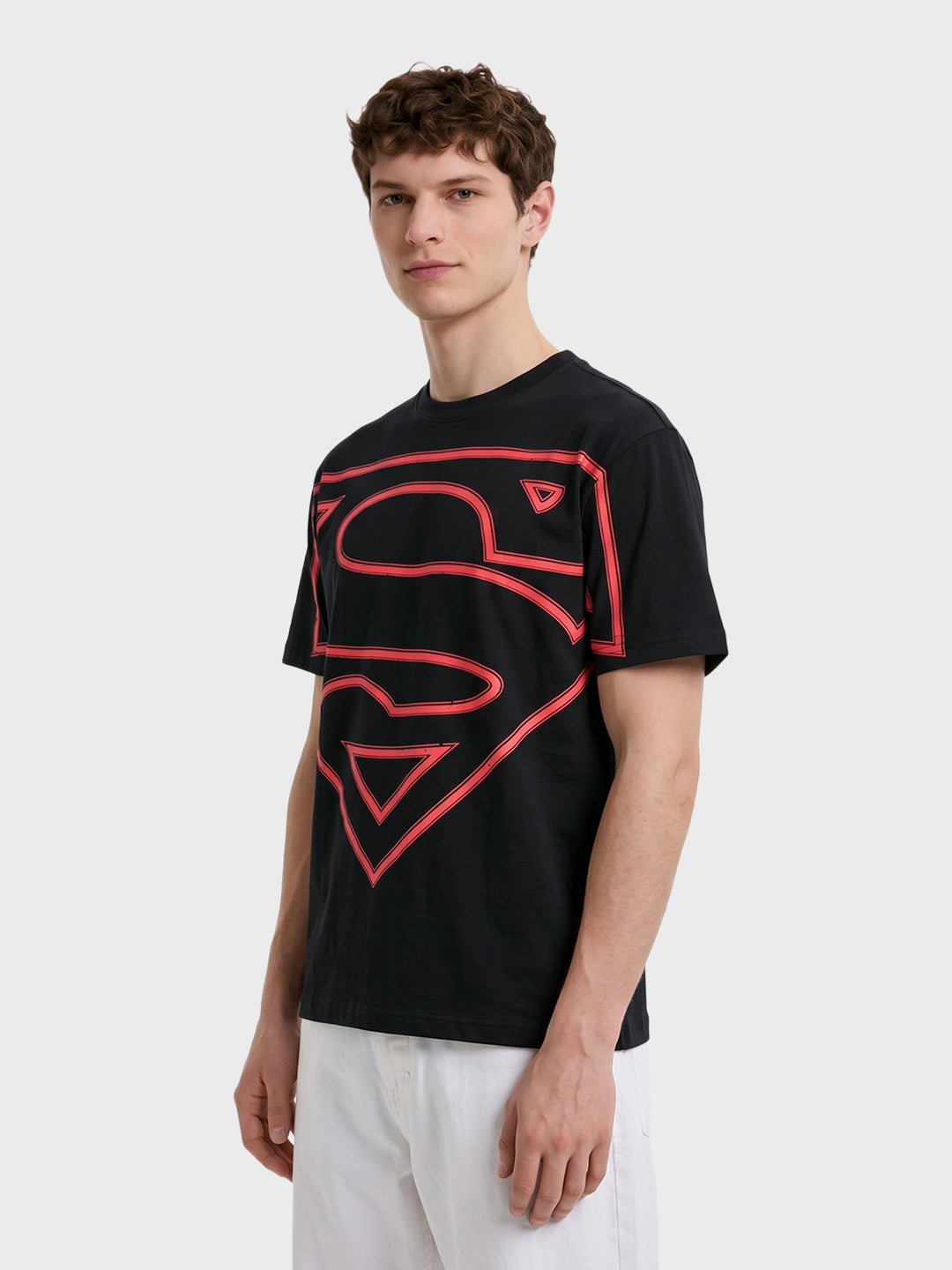 Men's Black Relaxed Fit Graphic Printed Character Street Wear T-Shirt