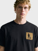 Men's Black Relaxed Fit Embroidered Casual T-Shirt