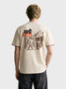 Men's Beige Relaxed Fit Printed Casual T-Shirt