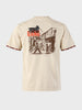 Men's Beige Relaxed Fit Printed Casual T-Shirt
