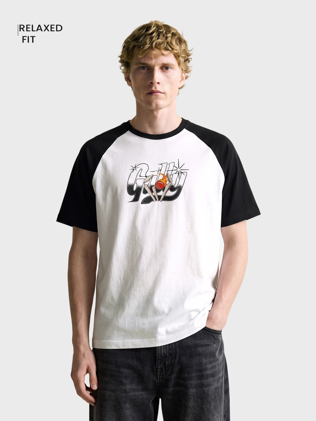 Men's White Relaxed Fit Printed Casual T-Shirt