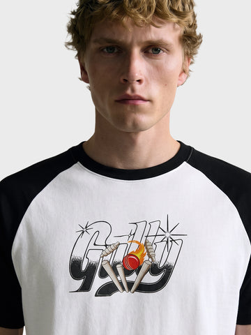 Men's White Relaxed Fit Printed Casual T-Shirt