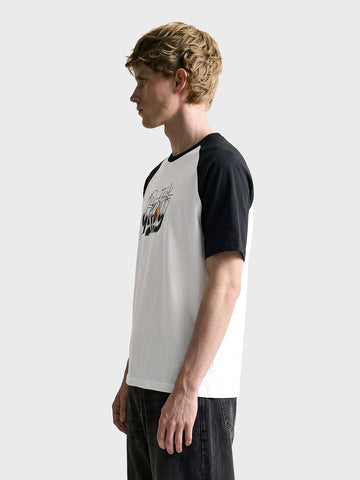 Men's White Relaxed Fit Printed Casual T-Shirt