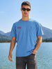 Men's Blue Relaxed Fit Embroidered Casual T-Shirt