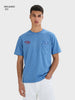 Men's Blue Relaxed Fit Embroidered Casual T-Shirt
