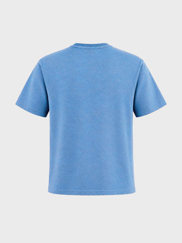 Men's Blue Relaxed Fit Embroidered Casual T-Shirt