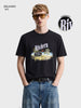 Men's Black Relaxed Fit Grafic Printed Casual T-Shirt