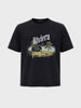 Men's Black Relaxed Fit Grafic Printed Casual T-Shirt