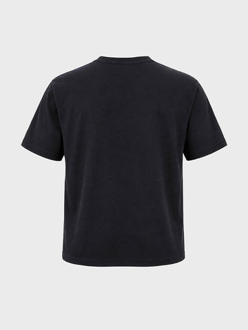 Men's Black Relaxed Fit Grafic Printed Casual T-Shirt