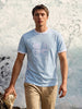 Men's Blue Relaxed Fit Embroidered Casual T-Shirt