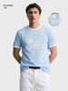 Men's Blue Relaxed Fit Embroidered Casual T-Shirt