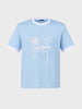 Men's Blue Relaxed Fit Embroidered Casual T-Shirt