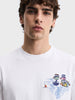 Men's White Relaxed Fit Embroidered Casual T-Shirt