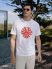 Men's White Relaxed Fit Embroidered Casual T-Shirt