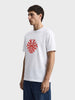 Men's White Relaxed Fit Embroidered Casual T-Shirt