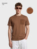 Men's Brown Relaxed Fit Embroidered Casual T-Shirt