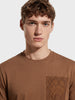 Men's Brown Relaxed Fit Embroidered Casual T-Shirt