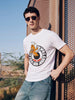 Men's Off White Relaxed Fit Printed Casual T-Shirt