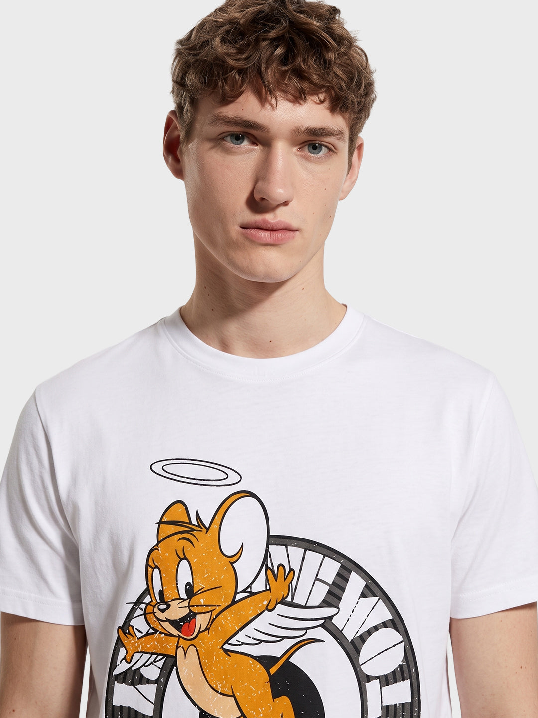 Men's Off White Relaxed Fit Printed Casual T-Shirt