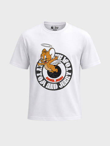 Men's Off White Relaxed Fit Printed Casual T-Shirt