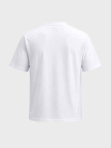 Men's Off White Relaxed Fit Printed Casual T-Shirt