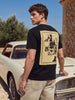 Men's Black Relaxed Fit Printed Casual T-Shirt