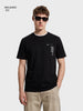 Men's Black Relaxed Fit Printed Casual T-Shirt