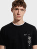 Men's Black Relaxed Fit Printed Casual T-Shirt