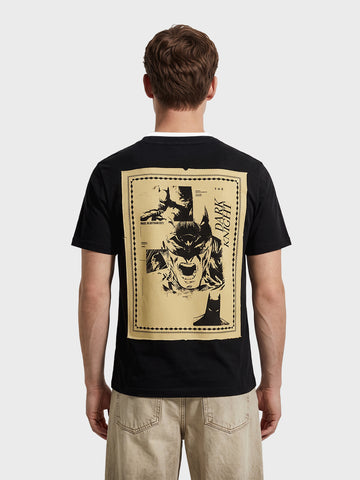 Men's Black Relaxed Fit Printed Casual T-Shirt