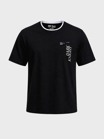 Men's Black Relaxed Fit Printed Casual T-Shirt