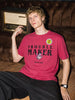 Men's Red Relaxed Fit Graphic Printed Casual T-Shirt