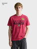 Men's Red Relaxed Fit Graphic Printed Casual T-Shirt