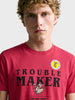 Men's Red Relaxed Fit Graphic Printed Casual T-Shirt