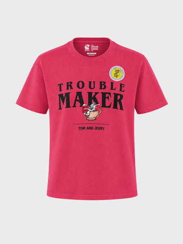 Men's Red Relaxed Fit Graphic Printed Casual T-Shirt