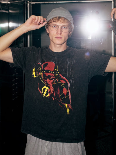 Men's Black Relaxed Fit Graphic Printed Character Street Wear T-Shirt