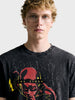 Men's Black Relaxed Fit Graphic Printed Character Street Wear T-Shirt