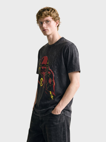 Men's Black Relaxed Fit Graphic Printed Character Street Wear T-Shirt