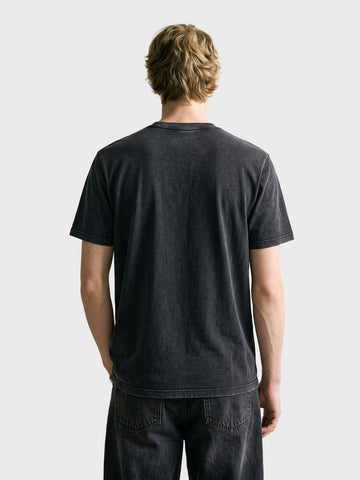 Men's Black Relaxed Fit Graphic Printed Character Street Wear T-Shirt